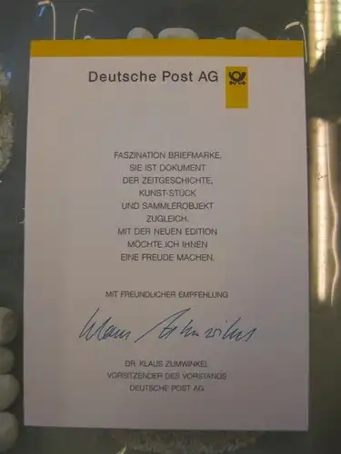 Klappkarte der GD Post, Faltkarte Typ DP1, Borussia Dortmund,  1996 mit Faksimile-Unterschrift Klaus Zumwinkel ; Nachfolgekarten der Ministerkarten Typ V