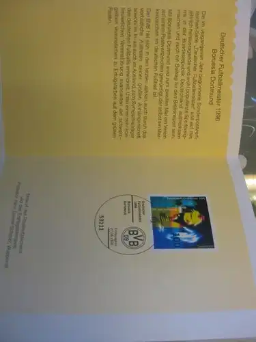 Klappkarte der GD Post, Faltkarte Typ DP1, Borussia Dortmund,  1996 mit Faksimile-Unterschrift Klaus Zumwinkel ; Nachfolgekarten der Ministerkarten Typ V