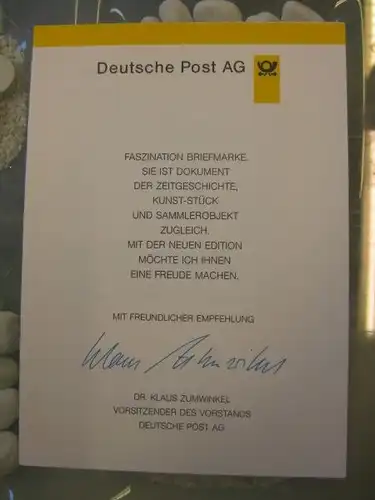 Klappkarte der GD Post, Faltkarte Typ DP1, Musiktage,  1996 mit Faksimile-Unterschrift Klaus Zumwinkel ; Nachfolgekarten der Ministerkarten Typ V