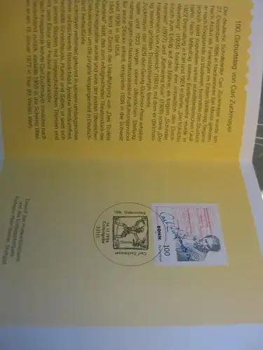 Klappkarte der GD Post, Faltkarte Typ DP1, Zuckmayer,  1996 mit Faksimile-Unterschrift Klaus Zumwinkel ; Nachfolgekarten der Ministerkarten Typ V