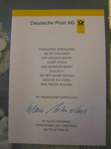 Klappkarte der GD Post, Faltkarte Typ DP1, Carlo Schmid,  1996 mit Faksimile-Unterschrift Klaus Zumwinkel ; Nachfolgekarten der Ministerkarten Typ V