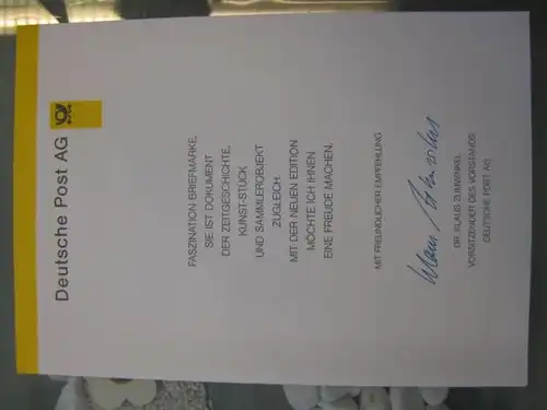 Klappkarte der GD Post, Faltkarte Typ DP1h, Für den Sport 1996 mit Faksimile-Unterschrift Klaus Zumwinkel ; Nachfolgekarten der Ministerkarten Typ V