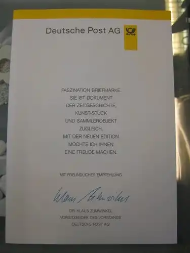 Klappkarte der GD Post, Faltkarte Typ DP1h, Wohlfahrtsmarken 1996 mit Faksimile-Unterschrift Klaus Zumwinkel ; Nachfolgekarten der Ministerkarten Typ V