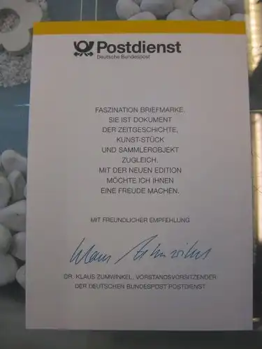 Klappkarte der GD Post, Faltkarte Typ DP1, Wappen Saarland,  1994 mit Faksimile-Unterschrift Klaus Zumwinkel ; Nachfolgekarten der Ministerkarten Typ V