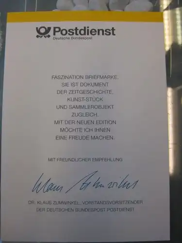 Klappkarte der GD Post, Faltkarte Typ DP1,Kaiser Friedrich II., 1994 mit Faksimile-Unterschrift Klaus Zumwinkel ; Nachfolgekarten der Ministerkarten Typ V