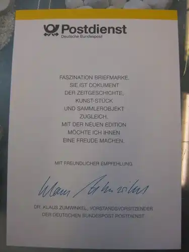 Klappkarte der GD Post, Faltkarte Typ DP1,Spandau, 1994 mit Faksimile-Unterschrift Klaus Zumwinkel ; Nachfolgekarten der Ministerkarten Typ V