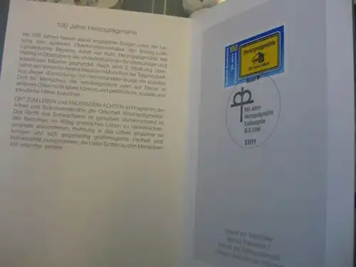 Klappkarte der GD Post, Faltkarte Typ DP1,Herzogsägmühle, 1994 mit Faksimile-Unterschrift Klaus Zumwinkel ; Nachfolgekarten der Ministerkarten Typ V