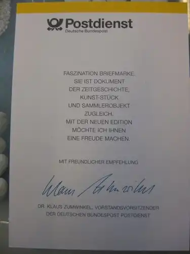 Klappkarte der GD Post, Faltkarte Typ DP1,Herder , 1994 mit Faksimile-Unterschrift Klaus Zumwinkel ; Nachfolgekarten der Ministerkarten Typ V