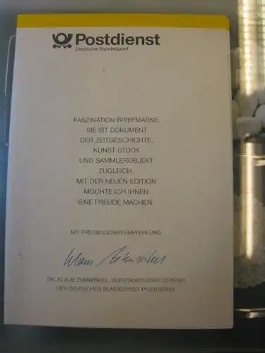 Klappkarte der GD Post, Faltkarte Typ DP1h, Wohlfahrtsmarken 1994 mit Faksimile-Unterschrift Klaus Zumwinkel ; Nachfolgekarten der Ministerkarten Typ V