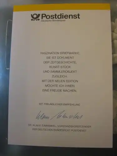 Klappkarte der GD Post, Faltkarte Typ DP1h, Malerei 1994 mit Faksimile-Unterschrift Klaus Zumwinkel ; Nachfolgekarten der Ministerkarten Typ V