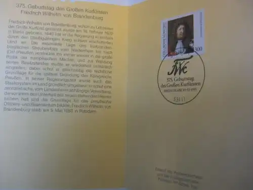 Klappkarte der GD Post, Faltkarte Typ DP1, Großer Kurfürst 1995 mit Faksimile-Unterschrift Klaus Zumwinkel ; Nachfolgekarten der Ministerkarten Typ V