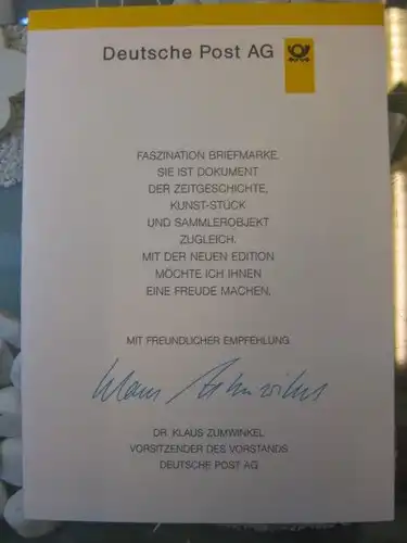 Klappkarte der GD Post, Faltkarte Typ DP1, Schlaun 1995 mit Faksimile-Unterschrift Klaus Zumwinkel ; Nachfolgekarten der Ministerkarten Typ V