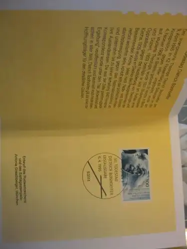 Klappkarte der GD Post, Faltkarte Typ DP1, Bonhoeffer 1995 mit Faksimile-Unterschrift Klaus Zumwinkel ; Nachfolgekarten der Ministerkarten Typ V