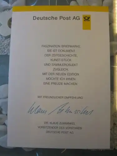 Klappkarte der GD Post, Faltkarte Typ DP1, Demokratie 1995 mit Faksimile-Unterschrift Klaus Zumwinkel ; Nachfolgekarten der Ministerkarten Typ V