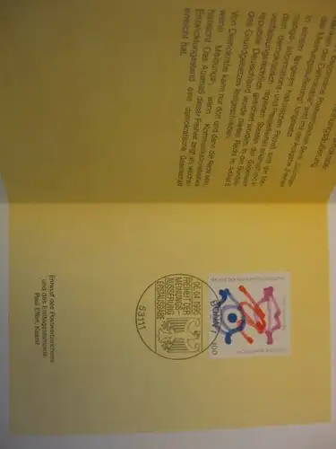 Klappkarte der GD Post, Faltkarte Typ DP1, Demokratie 1995 mit Faksimile-Unterschrift Klaus Zumwinkel ; Nachfolgekarten der Ministerkarten Typ V