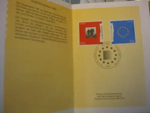 Klappkarte der GD Post, Faltkarte Typ DP1, CEPT, EUROPA-Marken 1995 mit Faksimile-Unterschrift Klaus Zumwinkel ; Nachfolgekarten der Ministerkarten Typ V