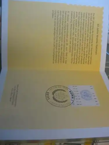 Klappkarte der GD Post, Faltkarte Typ DP1, UNO, Vereinte Nationen 1995 mit Faksimile-Unterschrift Klaus Zumwinkel ; Nachfolgekarten der Ministerkarten Typ V