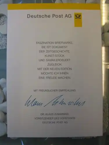 Klappkarte der GD Post, Faltkarte Typ DP1, Kaiser-Wilhelm-Gedächtniskirche Berlin 1995 mit Faksimile-Unterschrift Klaus Zumwinkel ; Nachfolgekarten der Ministerkarten Typ V