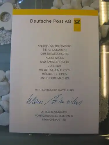 Klappkarte der GD Post, Faltkarte Typ DP1, Tag der Briefmarke 1995 mit Faksimile-Unterschrift Klaus Zumwinkel ; Nachfolgekarten der Ministerkarten Typ V