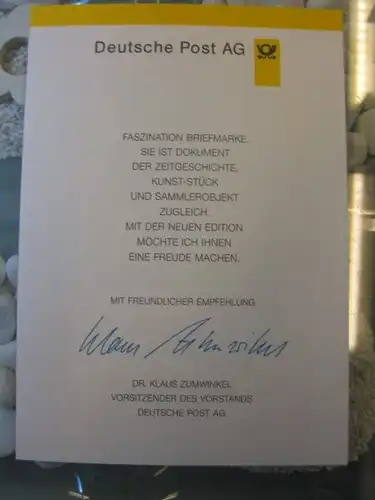 Klappkarte der GD Post, Faltkarte Typ DP1, Strauß 1995 mit Faksimile-Unterschrift Klaus Zumwinkel ; Nachfolgekarten der Ministerkarten Typ V