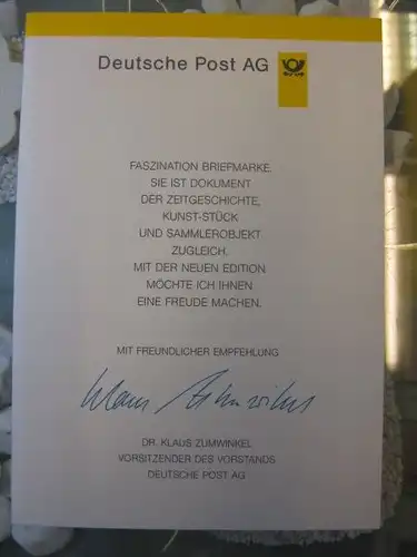 Klappkarte der GD Post, Faltkarte Typ DP1, Hindemith 1995 mit Faksimile-Unterschrift Klaus Zumwinkel ; Nachfolgekarten der Ministerkarten Typ V