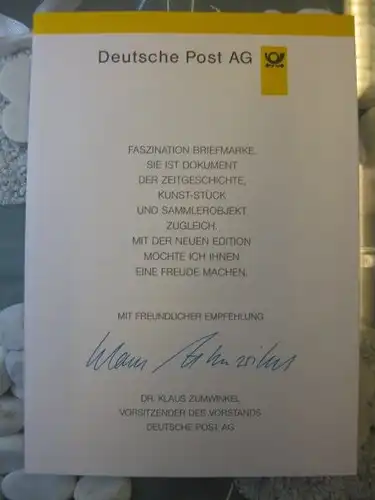 Klappkarte der GD Post, Faltkarte Typ DP1, Opfer von Teilung und Gewalt mit Faksimile-Unterschrift Klaus Zumwinkel ; Nachfolgekarten der Ministerkarten Typ V