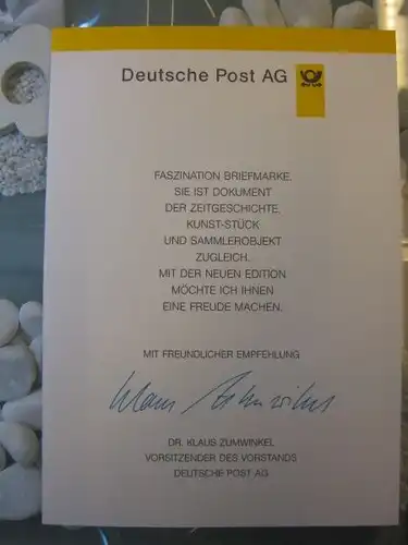 Klappkarte der GD Post, Faltkarte Typ DP1, BVB Borussia Dortmund mit Faksimile-Unterschrift Klaus Zumwinkel ; Nachfolgekarten der Ministerkarten Typ V