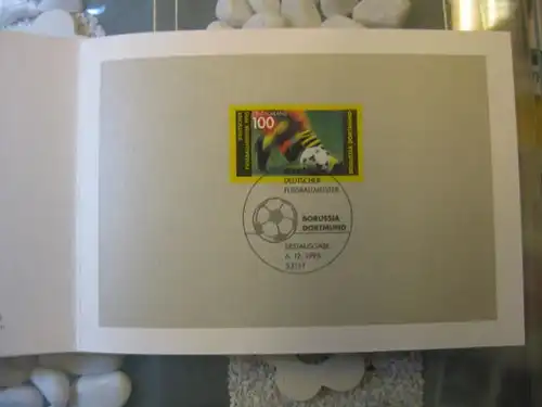 Ministerkarte, Klappkarte klein, Typ V,
 BVB Borussia Dortmund 1995 mit Unterschrift Minister Wolfgang Bötsch