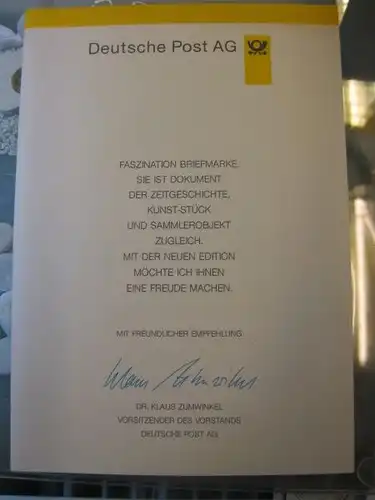 Klappkarte der GD Post, Faltkarte Typ DP1h, Wohlfahrtsmarken und Weihnachtsmarken 1995 mit Faksimile-Unterschrift Klaus Zumwinkel ; Nachfolgekarten der Ministerkarten Typ V