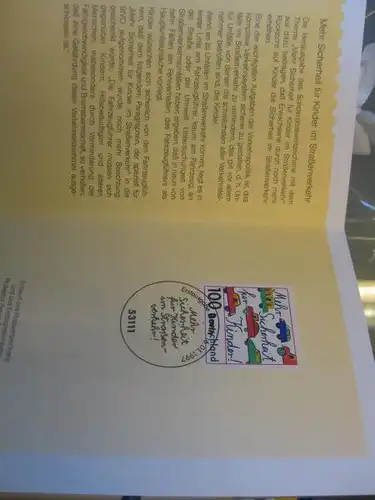 Klappkarte der GD Post, Faltkarte Typ DP1, Sicherheit für Kinder, 1997 mit Faksimile-Unterschrift Klaus Zumwinkel ; Nachfolgekarten der Ministerkarten Typ V