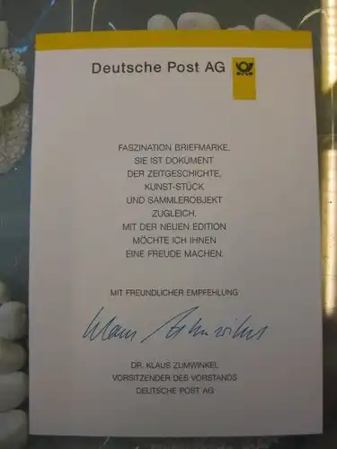 Klappkarte der GD Post, Faltkarte Typ DP1, Melanchthon, 1997 mit Faksimile-Unterschrift Klaus Zumwinkel ; Nachfolgekarten der Ministerkarten Typ V
