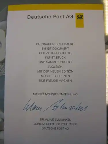 Klappkarte der GD Post, Faltkarte Typ DP1, Leipziger Messe, 1997 mit Faksimile-Unterschrift Klaus Zumwinkel ; Nachfolgekarten der Ministerkarten Typ V