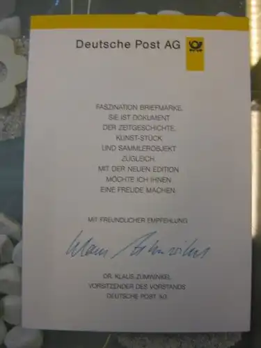 Klappkarte der GD Post, Faltkarte Typ DP1, Heinrich von Stephan, 1997 mit Faksimile-Unterschrift Klaus Zumwinkel ; Nachfolgekarten der Ministerkarten Typ V