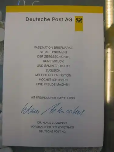 Klappkarte der GD Post, Faltkarte Typ DP1, Augustusburg UNESCO, 1997 mit Faksimile-Unterschrift Klaus Zumwinkel ; Nachfolgekarten der Ministerkarten Typ V