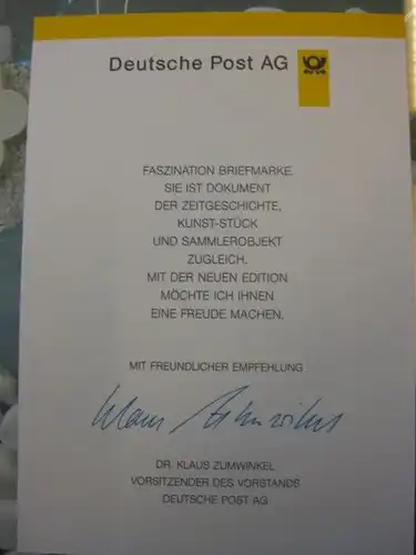 Klappkarte der GD Post, Faltkarte Typ DP1, Hl. Adalbert 1997 mit Faksimile-Unterschrift Klaus Zumwinkel ; Nachfolgekarten der Ministerkarten Typ V