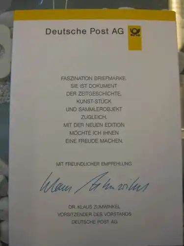 Klappkarte der GD Post, Faltkarte Typ DP1, Städtepartnerschaften 1997 mit Faksimile-Unterschrift Klaus Zumwinkel ; Nachfolgekarten der Ministerkarten Typ V