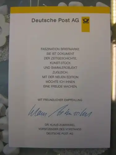 Klappkarte der GD Post, Faltkarte Typ DP1, Müngstener Brücke 1997 mit Faksimile-Unterschrift Klaus Zumwinkel ; Nachfolgekarten der Ministerkarten Typ V