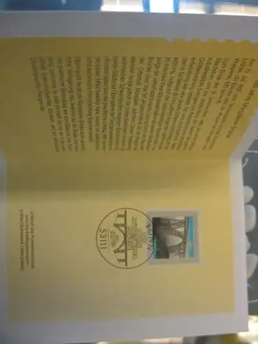 Klappkarte der GD Post, Faltkarte Typ DP1, Müngstener Brücke 1997 mit Faksimile-Unterschrift Klaus Zumwinkel ; Nachfolgekarten der Ministerkarten Typ V