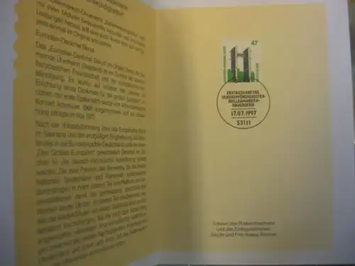 Klappkarte der GD Post, Faltkarte Typ DP1, DS Sehenswürdigkeiten 47 Pf. 1997 mit Faksimile-Unterschrift Klaus Zumwinkel ; Nachfolgekarten der Ministerkarten Typ V