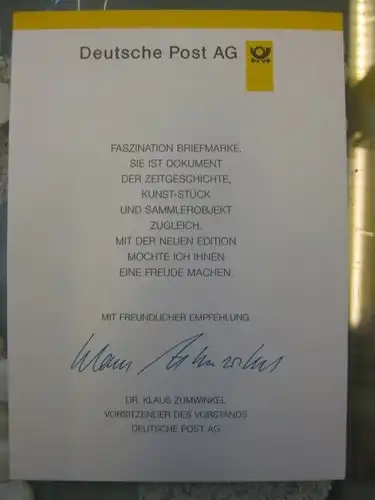 Klappkarte der GD Post, Faltkarte Typ DP1, DS Sehenswürdigkeiten 510 Pf. 1997 mit Faksimile-Unterschrift Klaus Zumwinkel ; Nachfolgekarten der Ministerkarten Typ V