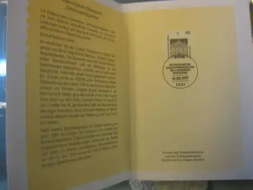 Klappkarte der GD Post, Faltkarte Typ DP1, DS Sehenswürdigkeiten 110 Pf. 1997 mit Faksimile-Unterschrift Klaus Zumwinkel ; Nachfolgekarten der Ministerkarten Typ V