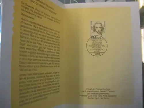 Klappkarte der GD Post, Faltkarte Typ DP1, DS Bedeutende Frauen 110 Pf. 1997 mit Faksimile-Unterschrift Klaus Zumwinkel ; Nachfolgekarten der Ministerkarten Typ V