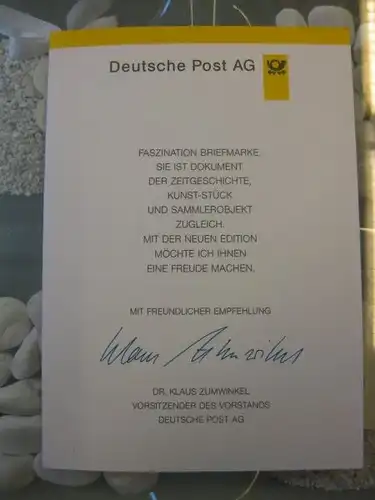 Klappkarte der GD Post, Faltkarte Typ DP1, DS Bedeutende Frauen 220 Pf. 1997 mit Faksimile-Unterschrift Klaus Zumwinkel ; Nachfolgekarten der Ministerkarten Typ V