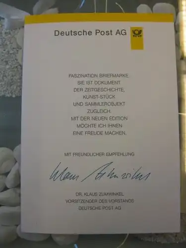 Klappkarte der GD Post, Faltkarte Typ DP1, Hochwasserhilfe 1997 mit Faksimile-Unterschrift Klaus Zumwinkel ; Nachfolgekarten der Ministerkarten Typ V