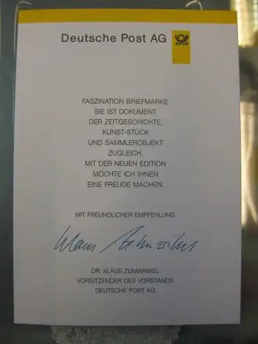 Klappkarte der GD Post, Faltkarte Typ DP1, DS Bedeutende Frauen 300 Pf. 1997 mit Faksimile-Unterschrift Klaus Zumwinkel ; Nachfolgekarten der Ministerkarten Typ V