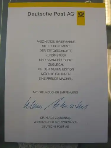 Klappkarte der GD Post, Faltkarte Typ DP1, Deutscher Fußballmeister FC Bayern 1997 mit Faksimile-Unterschrift Klaus Zumwinkel ; Nachfolgekarten der Ministerkarten Typ V