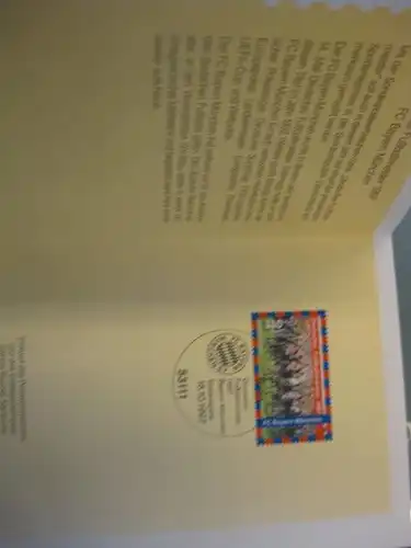 Klappkarte der GD Post, Faltkarte Typ DP1, Deutscher Fußballmeister FC Bayern 1997 mit Faksimile-Unterschrift Klaus Zumwinkel ; Nachfolgekarten der Ministerkarten Typ V