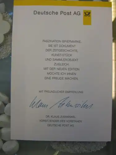 Klappkarte der GD Post, Faltkarte Typ DP1, Tersteegen 1997 mit Faksimile-Unterschrift Klaus Zumwinkel ; Nachfolgekarten der Ministerkarten Typ V