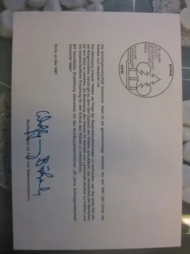 Ministerkarte, Klappkarte klein, Typ V,
  Deutscher Wald 1997 mit Faksimile-Unterschrift des Ministers  Wolfgang Bötsch
