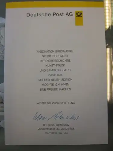 Klappkarte der GD Post, Faltkarte Typ DP1h, Bilder Deutschlands 1997 mit Faksimile-Unterschrift Klaus Zumwinkel ; Nachfolgekarten der Ministerkarten Typ V